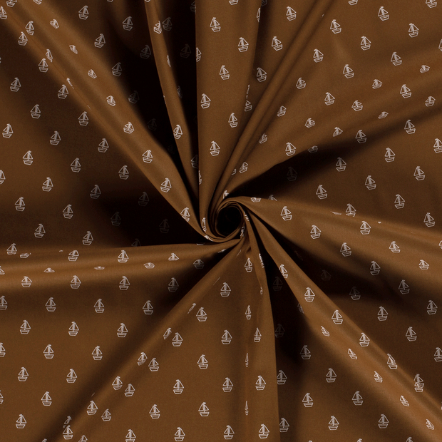 Cotton Poplin fabric Brown printed 
