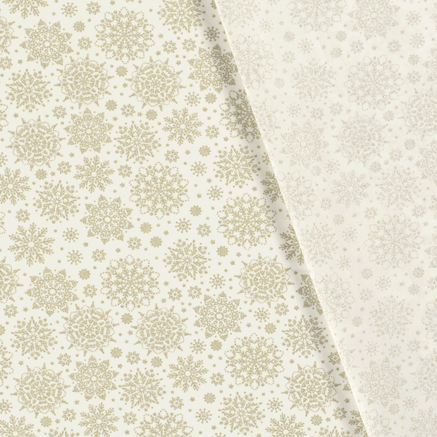 Cotton Poplin fabric Christmas snowflakes printed and foil 