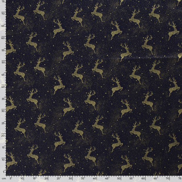 Cotton Poplin fabric Christmas Navy