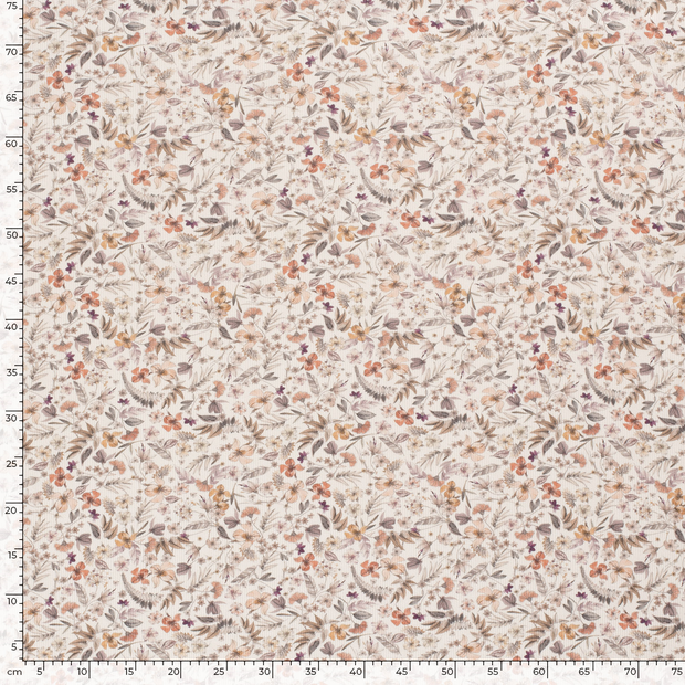 Rib Jersey fabric Flowers Off White