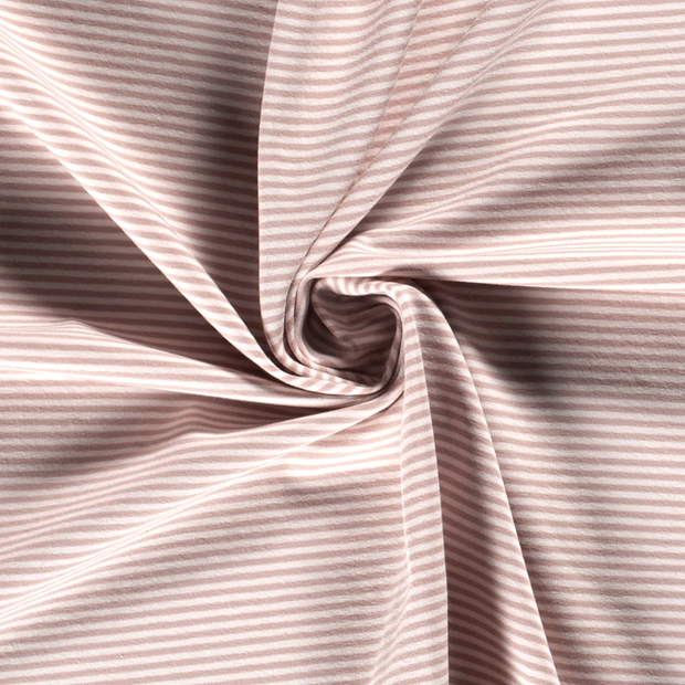 Cotton Jersey Yarn Dyed fabric Stripes Light Mauve