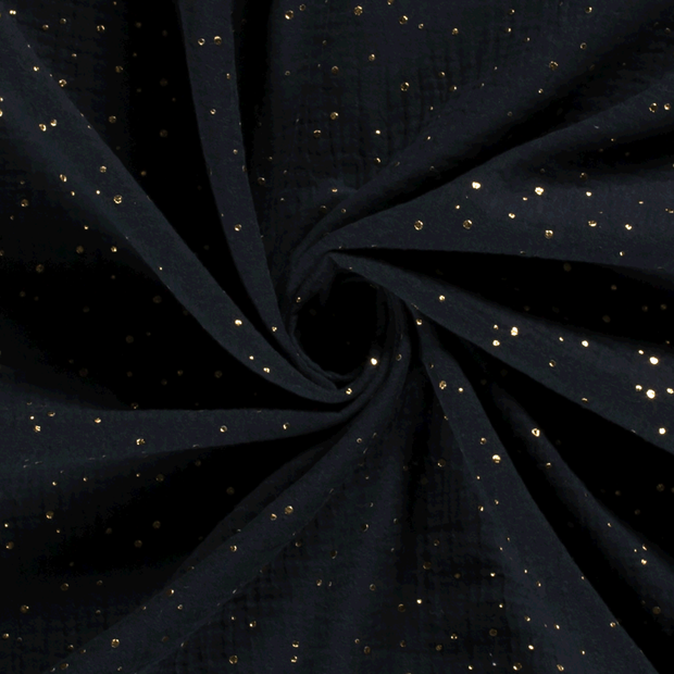 Muslin fabric Dots Navy