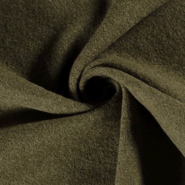 Wool Boucle fabric Unicolour Olive Green