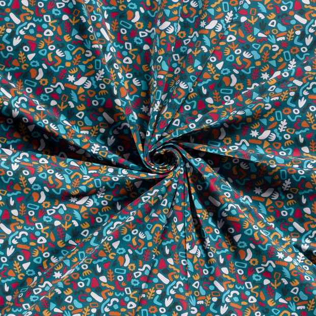 Jersey fabric Petrol printed 