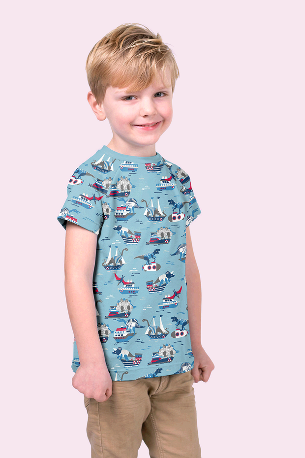 Jersey fabrik Dinosaurier Babyblau