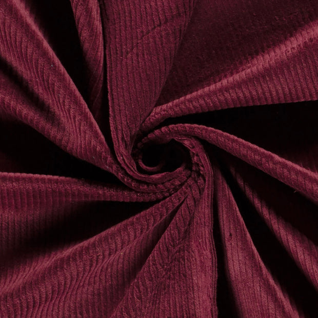 Jumbo Cord Stretch 6w fabric Unicolour Bordeaux