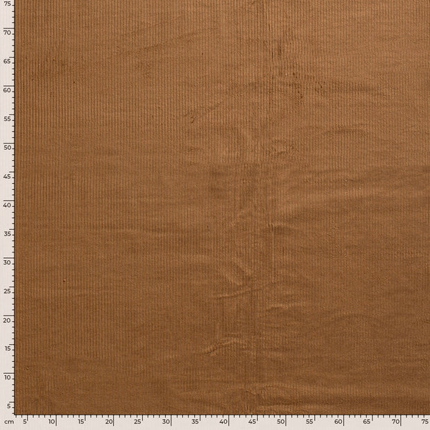 Jumbo Cord Stretch 6w fabric Unicolour Brown