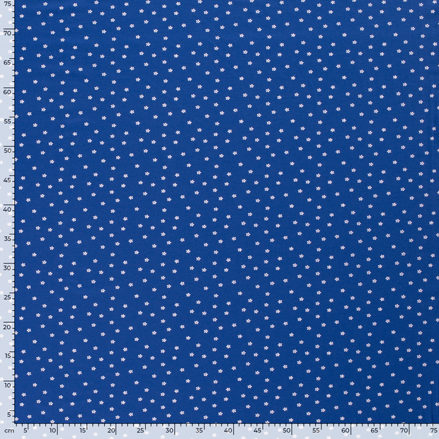 Cotton Jersey fabric Flowers Cobalt