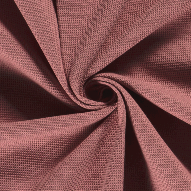 Waffle piqué fabric Unicolour Old Pink