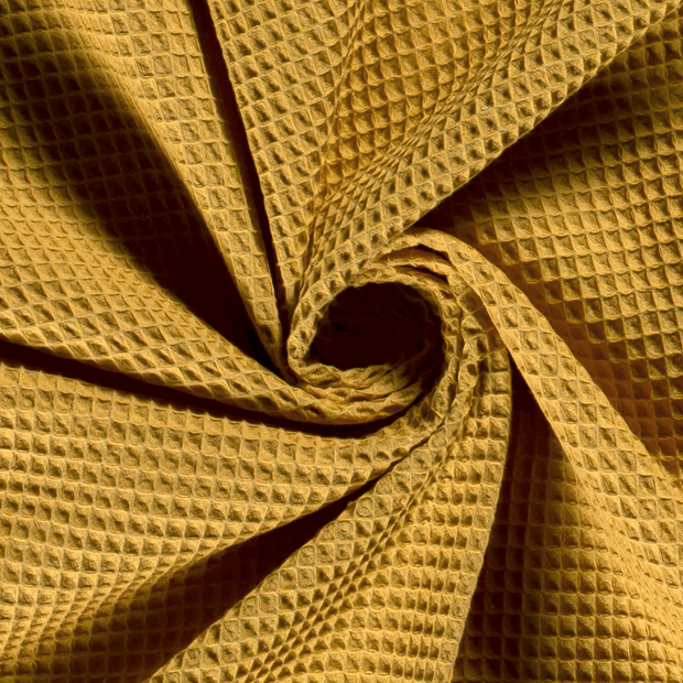 Waffle piqué fabric Unicolour Oker