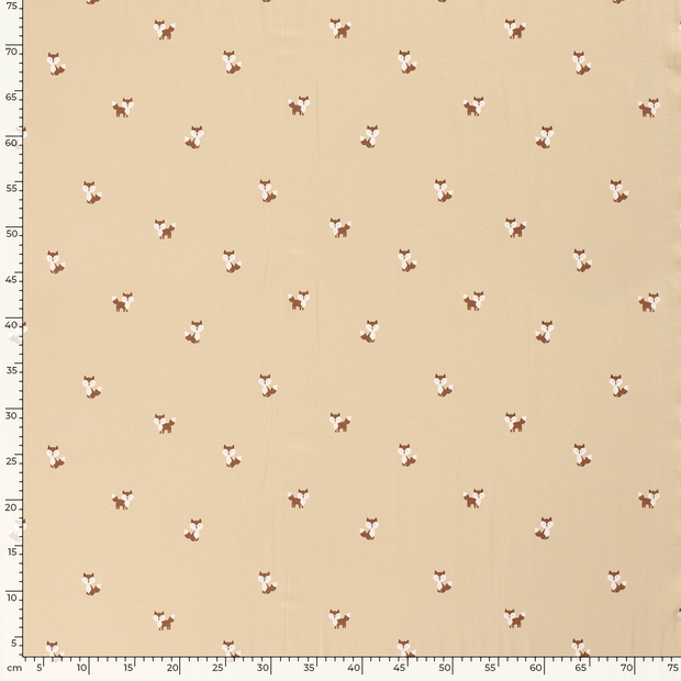 Jersey fabric Foxes Beige