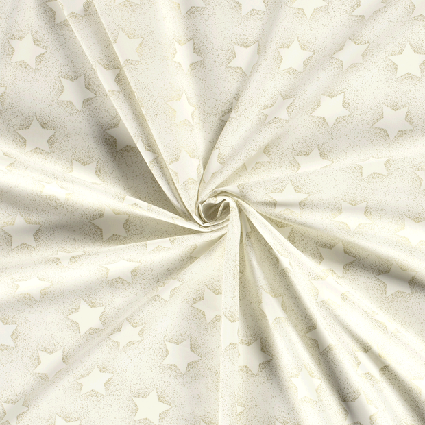 Cotton Poplin fabric Off White printed and foil 