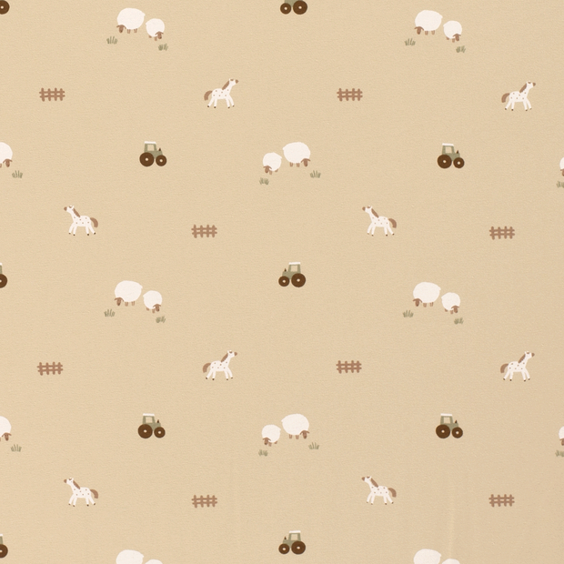 Jersey fabric Farms Beige