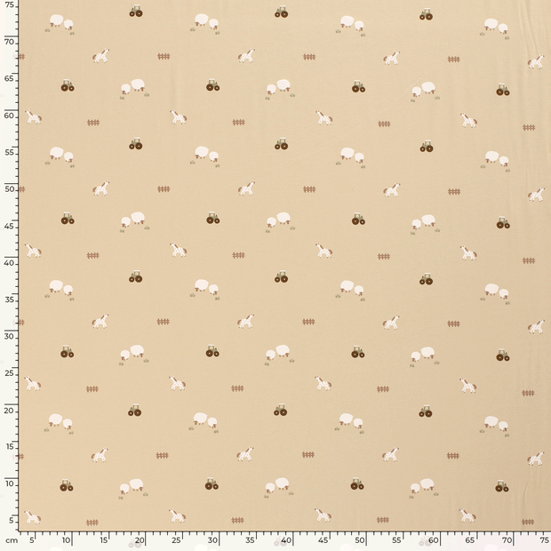 Jersey fabric Farms Beige