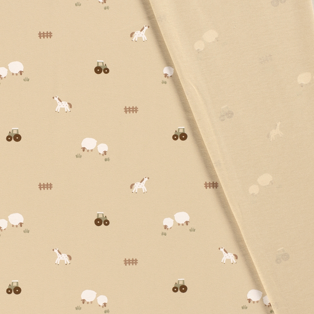 Jersey fabric Farms printed 