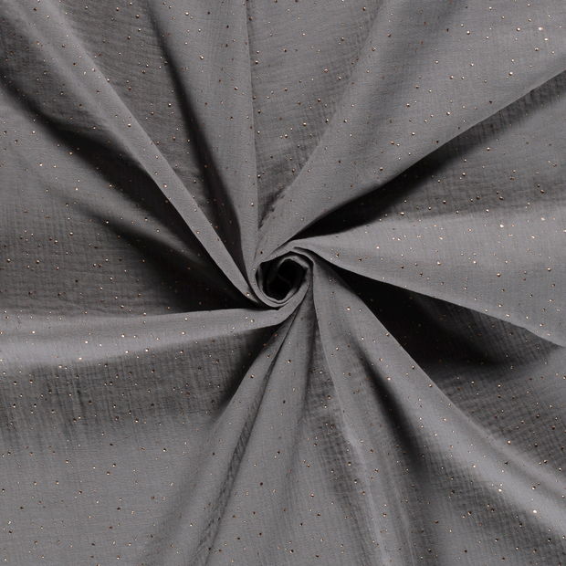 Muslin fabric Grey dew drops 