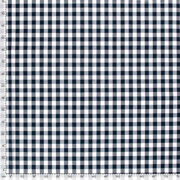 Cotton Poplin fabric Checks Navy