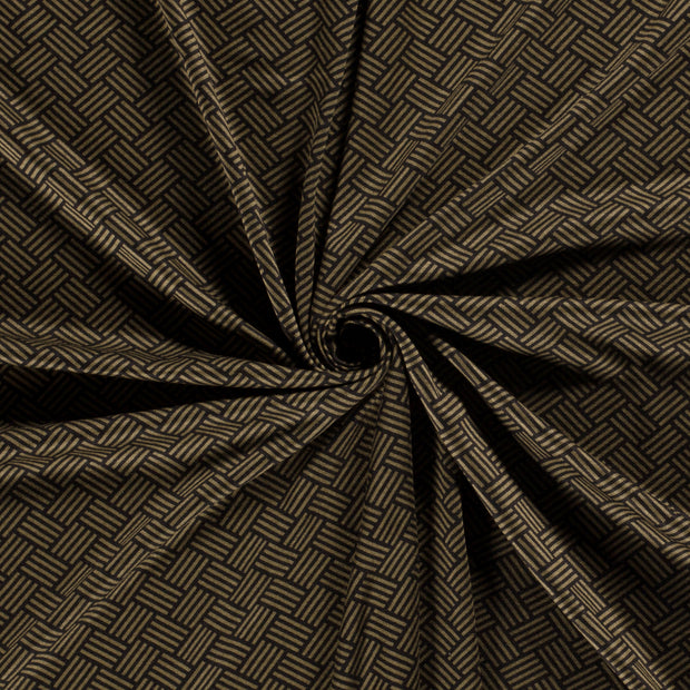 Poly Viscose Jersey fabric Khaki Green discharge printed 