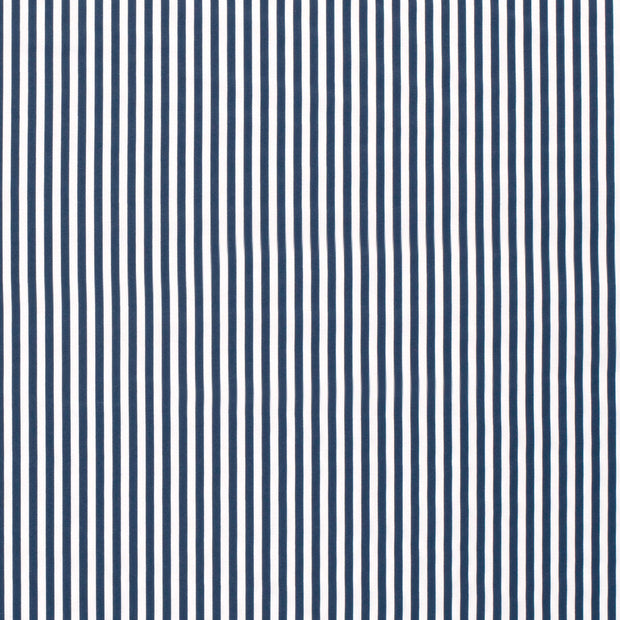 Popeline de Coton tissu rayures Bleu Marine