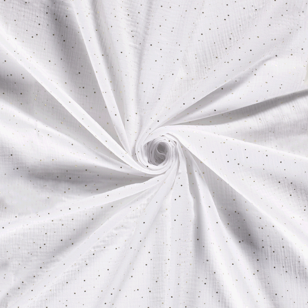 Muslin fabric Optical White dew drops 