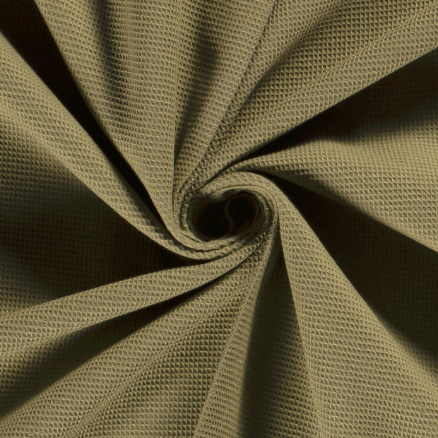 Waffle piqué fabric Unicolour Olive Green