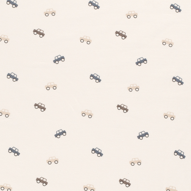 Jersey fabric Cars Off White
