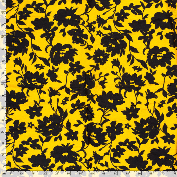 Viscose Nylon Crepe fabrik Blumen Ocker