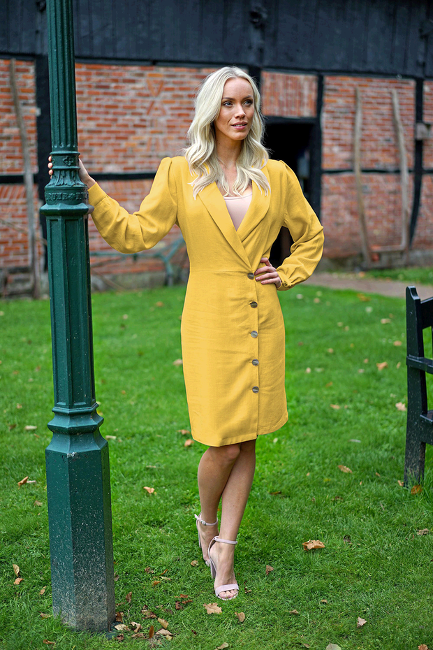 Lin tissu Unicolore Jaune
