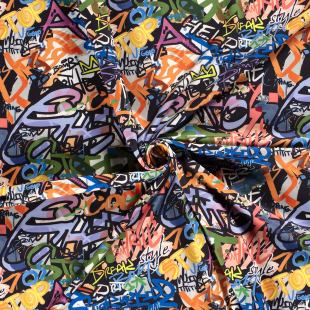 Sportswear Jersey fabric Black digital printed 