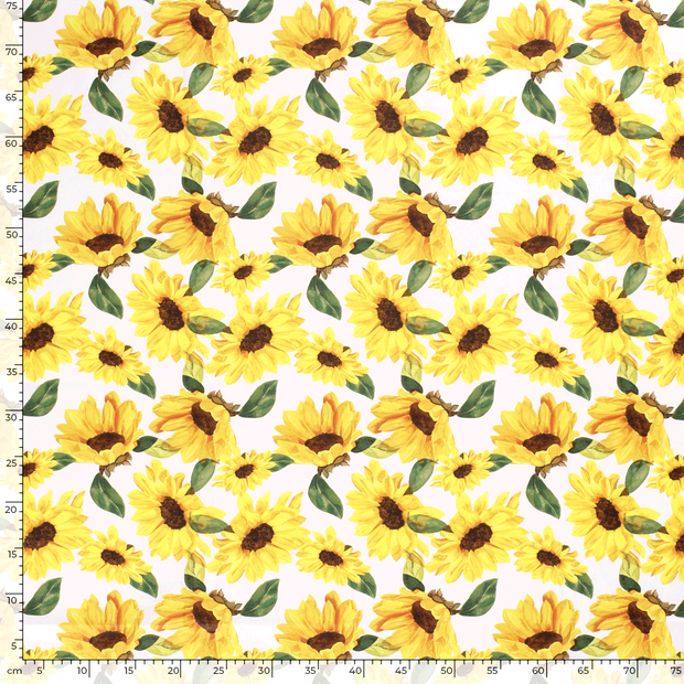 Cotton Poplin fabric Flowers Optical White