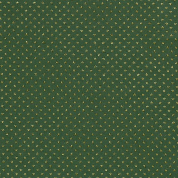 Cotton Poplin fabric Christmas stars Green