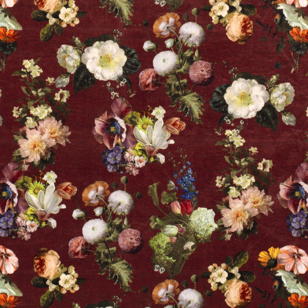 Velvet fabric Flowers Green