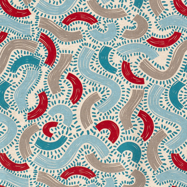 Linen Look fabric Abstract Red