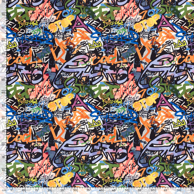 Sportswear Jersey fabric Graffiti Black