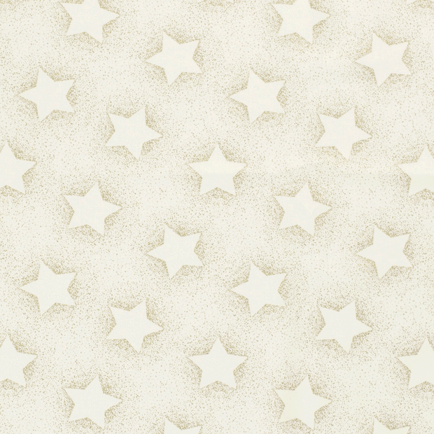 Cotton Poplin fabric Christmas stars Off White