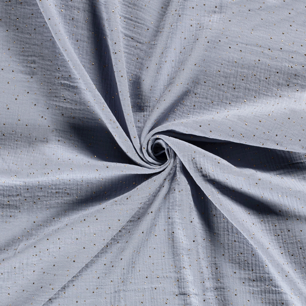 Muslin fabric Baby Blue dew drops 