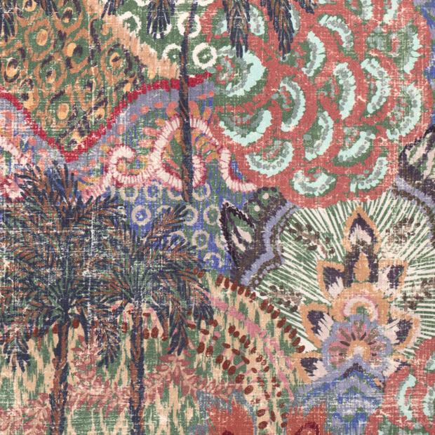 Velvet fabric Flowers Green