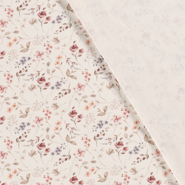 Rib Jersey fabric Flowers digital printed 