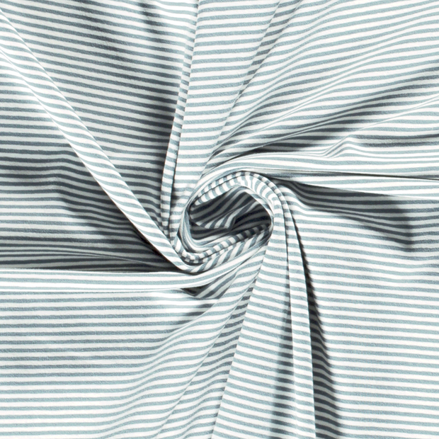 Cotton Jersey Yarn Dyed fabric Stripes Ice Blue
