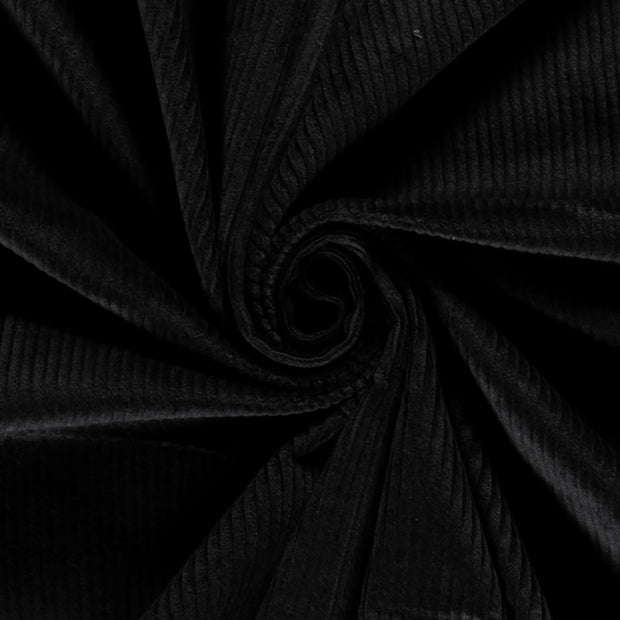 Jumbo Cord Stretch 6w fabric Unicolour Black