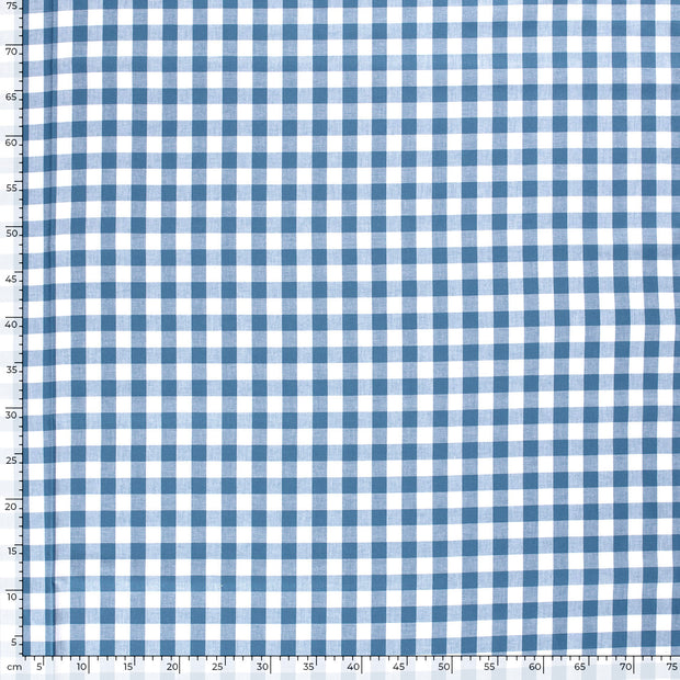 Cotton Poplin fabric Checks Indigo