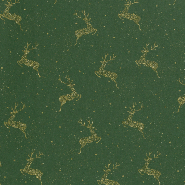 Cotton Poplin fabric Christmas Green