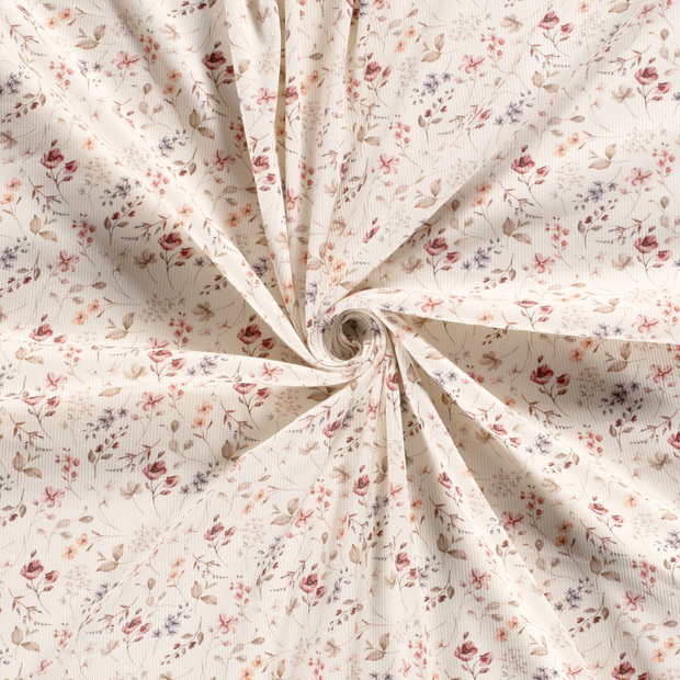 Rib Jersey fabric Off White digital printed 