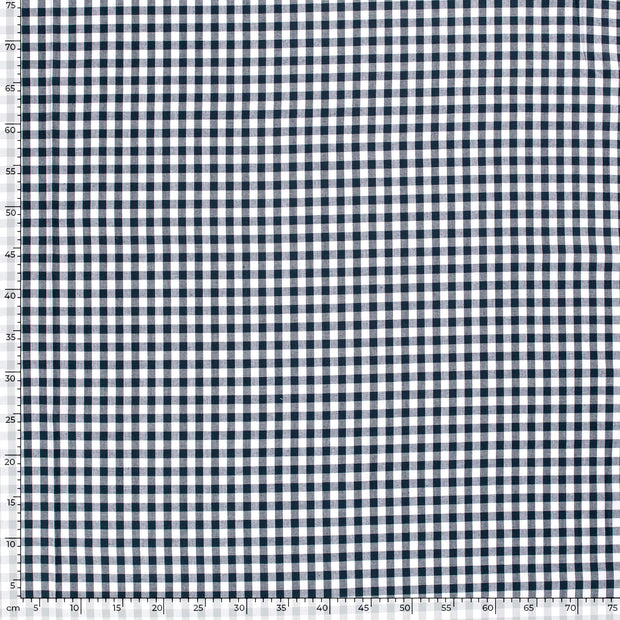 Cotton Poplin fabric Checks Navy