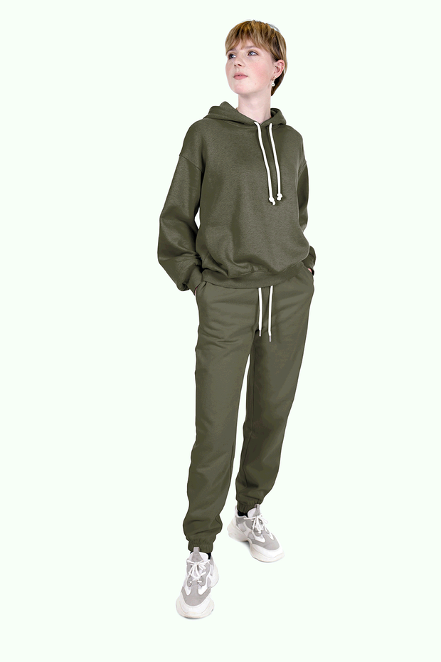 Sweat fabrik Uni Khaki-Grün
