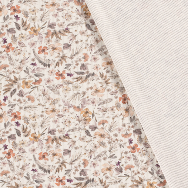 Rib Jersey fabric Flowers digital printed 