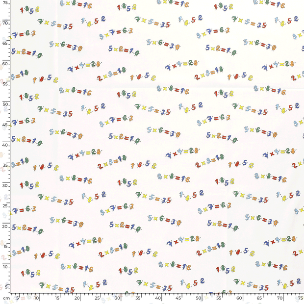 Cotton Poplin fabric Numbers Optical White