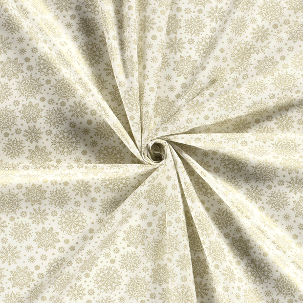 Cotton Poplin fabric Off White printed and foil 