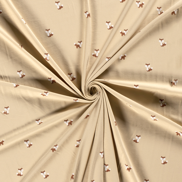 Jersey fabric Beige printed 