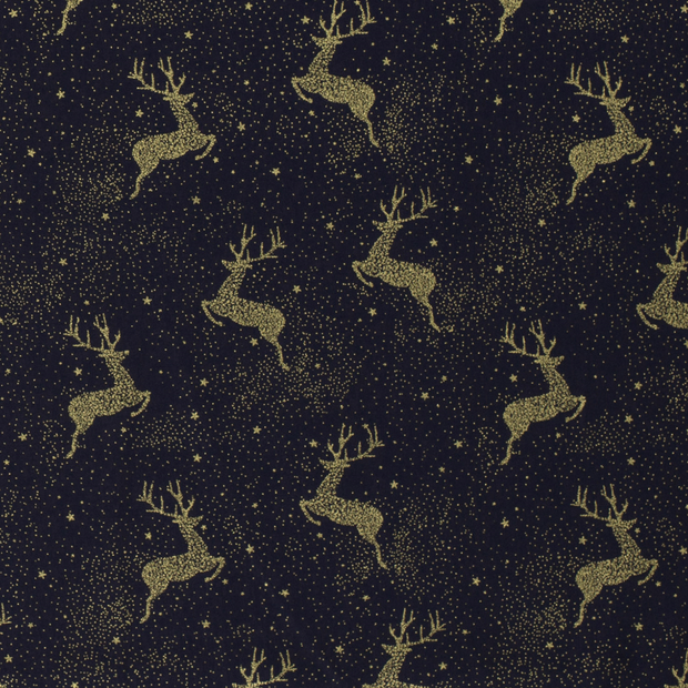 Cotton Poplin fabric Christmas Navy